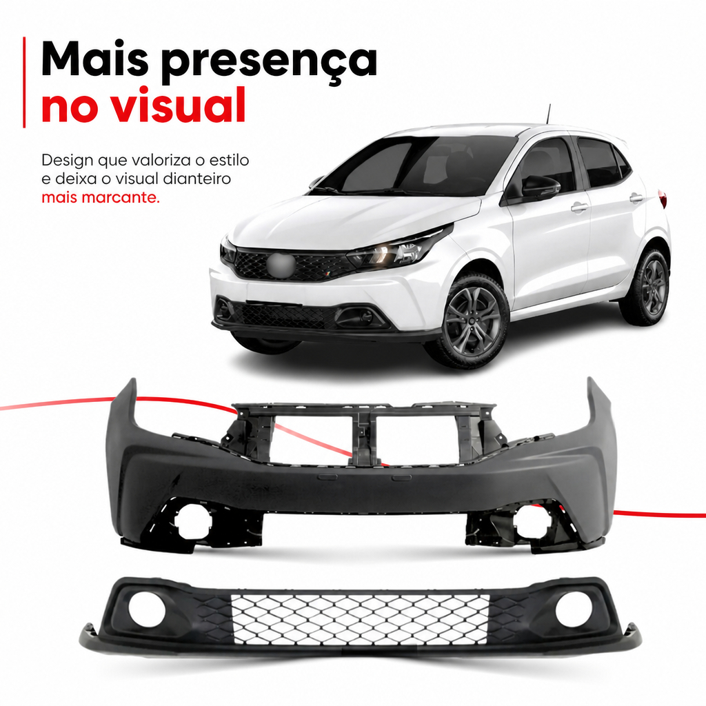 Kit Parachoque Spoiler Dianteiro Argo 2022 2023 2024 2025 Cobertura envolvente Preto — imagem 2 de 2