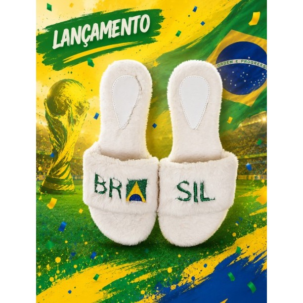 Pantufa Free Flats Pelúcia Temática Copa do Mundo Brasil 2026