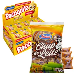 Combo Doces Festa Junina Chup Chup Doce de Leite 700g + Paçoquita Quadrada 1kg