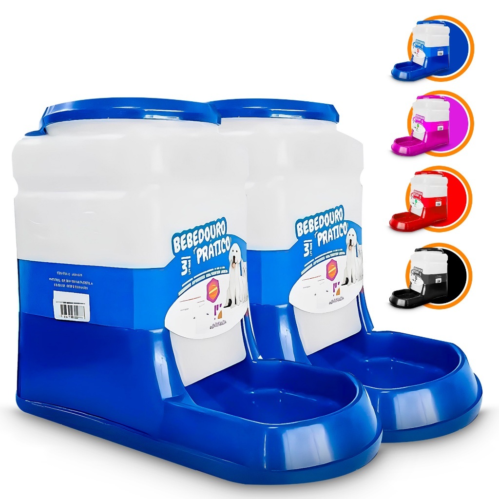 Kit 2 Un. Comedouro Bebedouro cachorro Pet Gato Automático Dispenser Ração Água Dupla Função