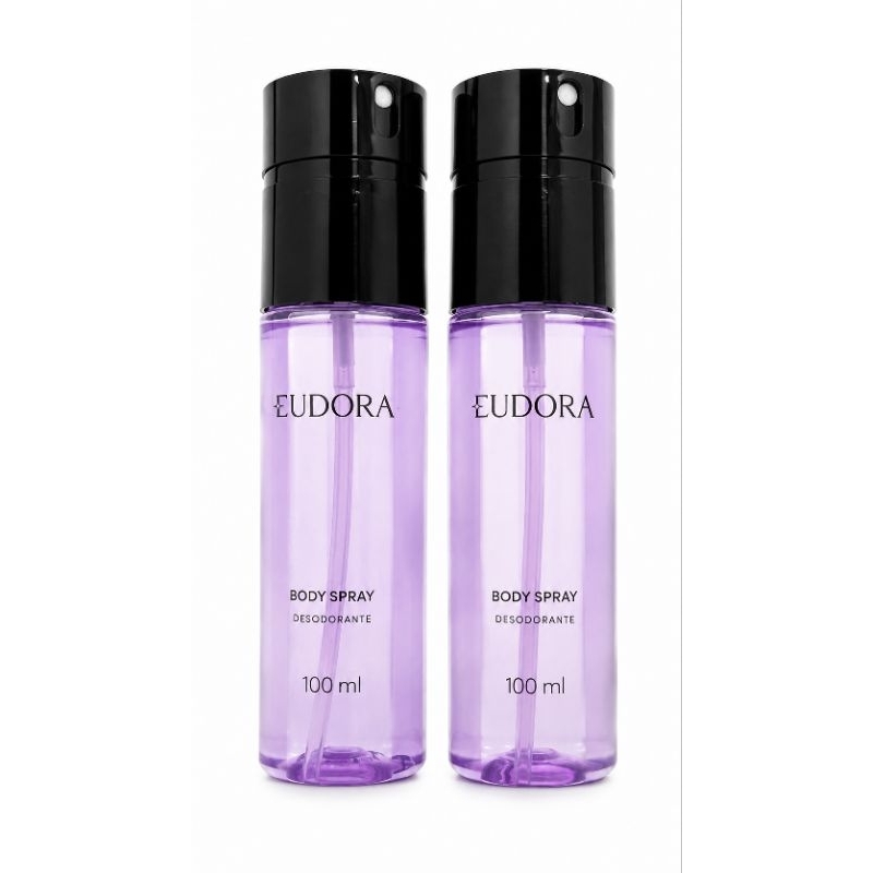 Par Body Spray Desodorante Roxo Eudora 100ml Kit Promocional 2 Unidades Perfume de Bolsa Feminino Original