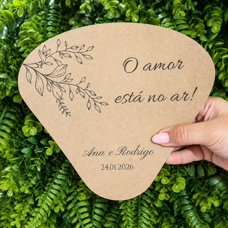 Kit 100 unidades Ventarola em Kraft - Personalizado para Casamentos