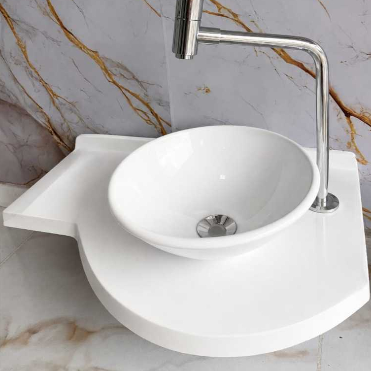LAVATÓRIO INOVARE 40X60CM / CUBA SOBREPOR 30CM / BRANCO / PIA EM MÁRMORE SINTÉTICO / ACOMPANHA VÁLVULA / LAVABO