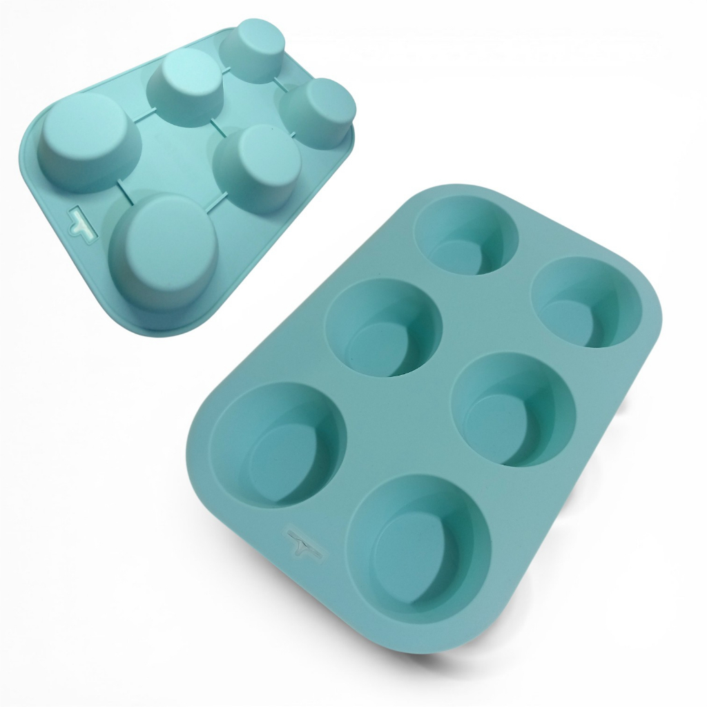 Forma de Silicone 6 Cavidades Redondas Multifuncional para Cupcake Muffin Pudim Doces e Sobremesas