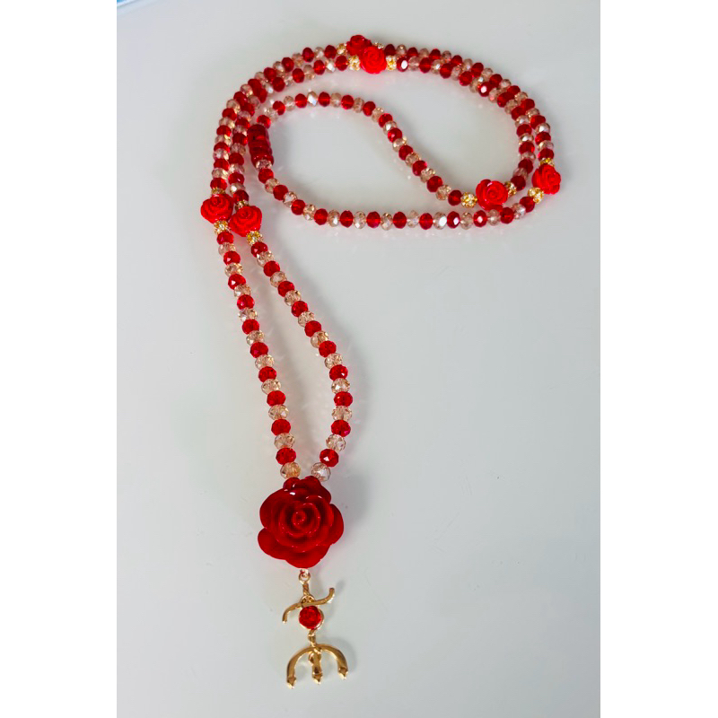Guia Pombagira Vermelho e Dourado Fio de contas,cristal 8MM, Cordone