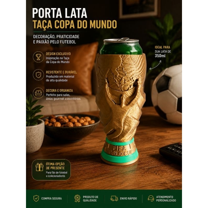 Porta Lata Estilo Taça Copa Do Mundo Para Lata 350ml