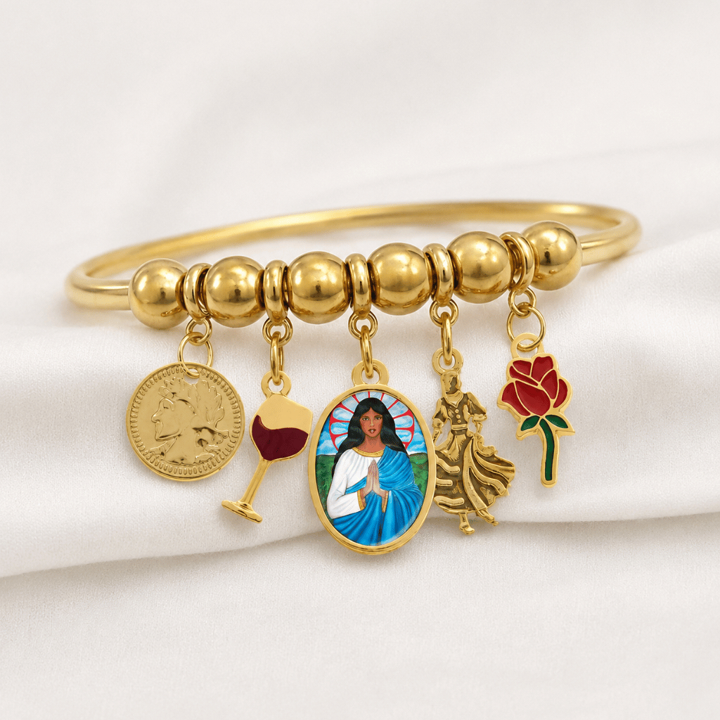 Pulseira Bracelete Santa Sara Kali Cigana Povo Cigano do Oriente Umbanda Dourada