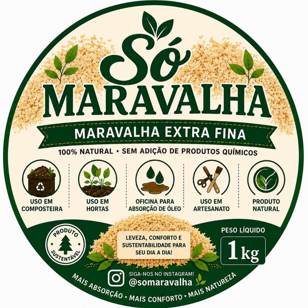 Somaravalha Serragem Natural EXTRA FINA para composteira, absorção de óleo e horta 1kg