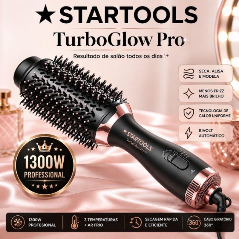 Escova Secadora Cabelo Profissional Bivolt 1300w Modeladora Alisadora Volume Brilho