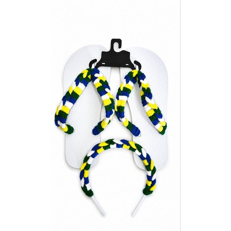ENFEITE ADEREÇOS COPA KIT C/ CHINELO + TIARA DA SORTE CABELO ARCO DIADEMA COPA BRASIL
