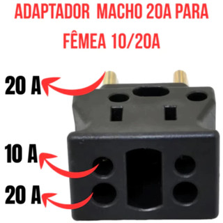 Kit 2 Adaptador Elétrico Pino Grosso 20A Macho para Fêmea 10A/20A 250V Reforçado Dif