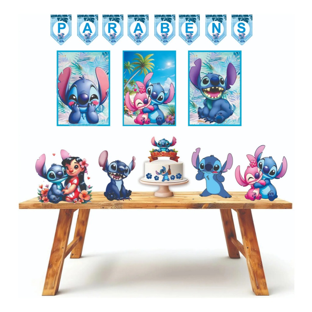 Kit festa em casa personalizado fazemos todos os temas Stitch e Angel