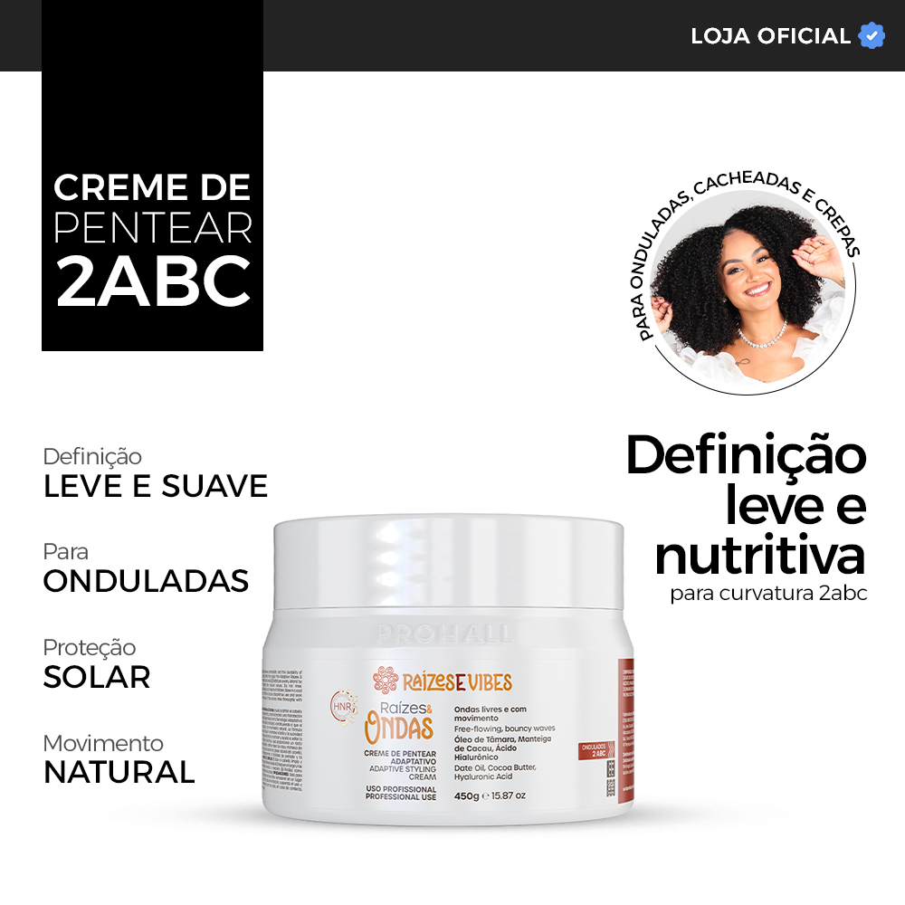 Creme de Pentear Ultra Hidratante Cachos Soltos Curvaturas 2ABC 450g - Raízes & Vibes