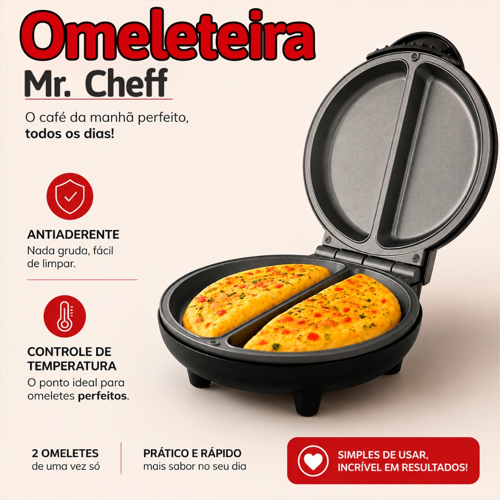 Maquina de Omelete Agrrato Omeleteira Antiaderente 800w Fácil de Limpar Omeleteira Elétrica 127v