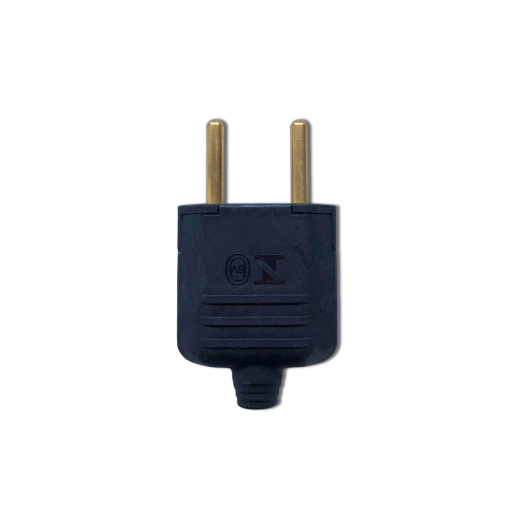 Plugue Tomada Conector Desmontável Macho 2 Pinos 180º de 10A 250V Preto Margirius · foto 2