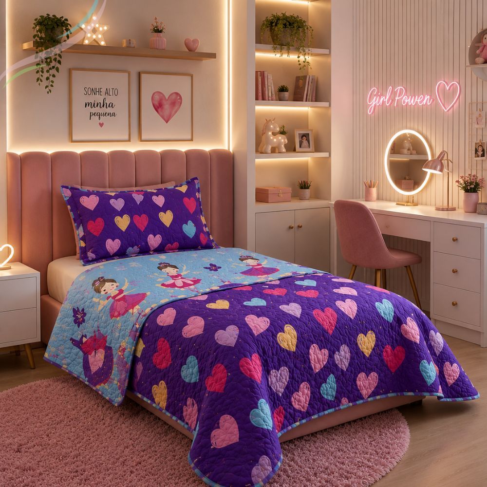 Cobre Leito Infantil Matelado com Fronha Kit 2 Peças Colcha de Cama Quarto Criança Resistente Enxoval Premium