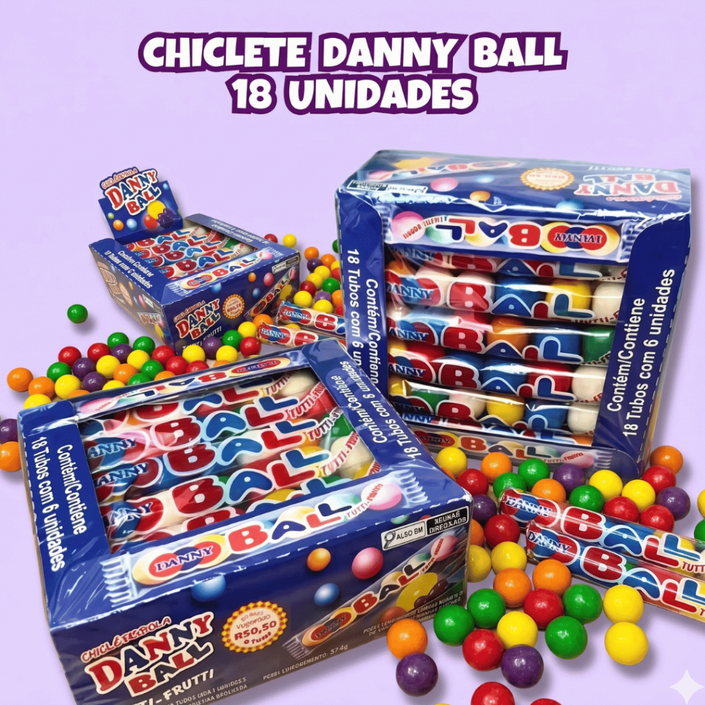 Chiclete Danny Ball Tutti Frutti  Com 18 unidades - Danny