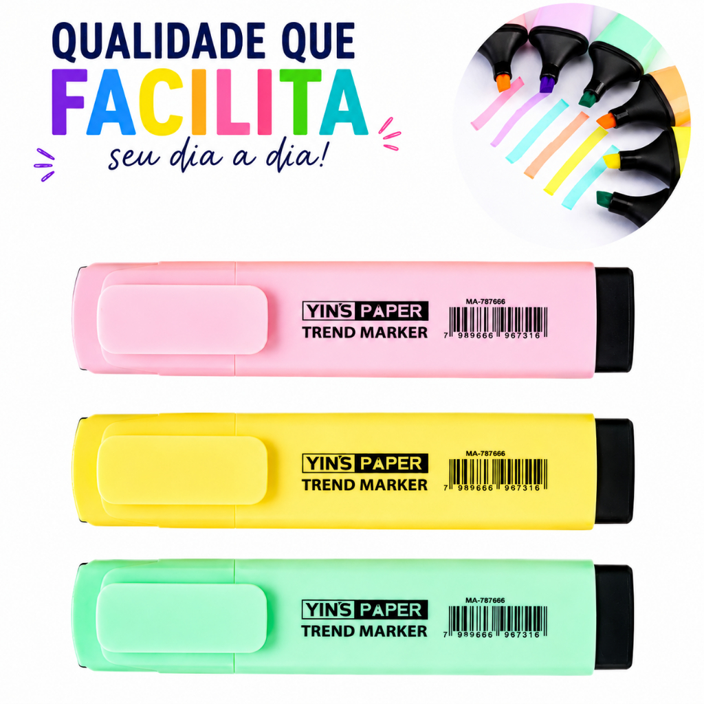 Imagem Kit Marca Texto Caneta Marca Texto Colorido Tom Pastel Escolar Estudo Faculdade Resumo Concurso