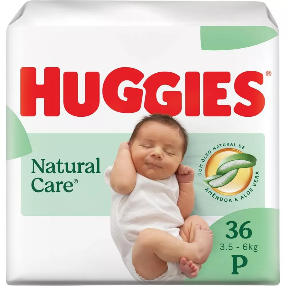 Fralda Descartável Huggies Premium Natural Care Tamanho P 36 Unidades