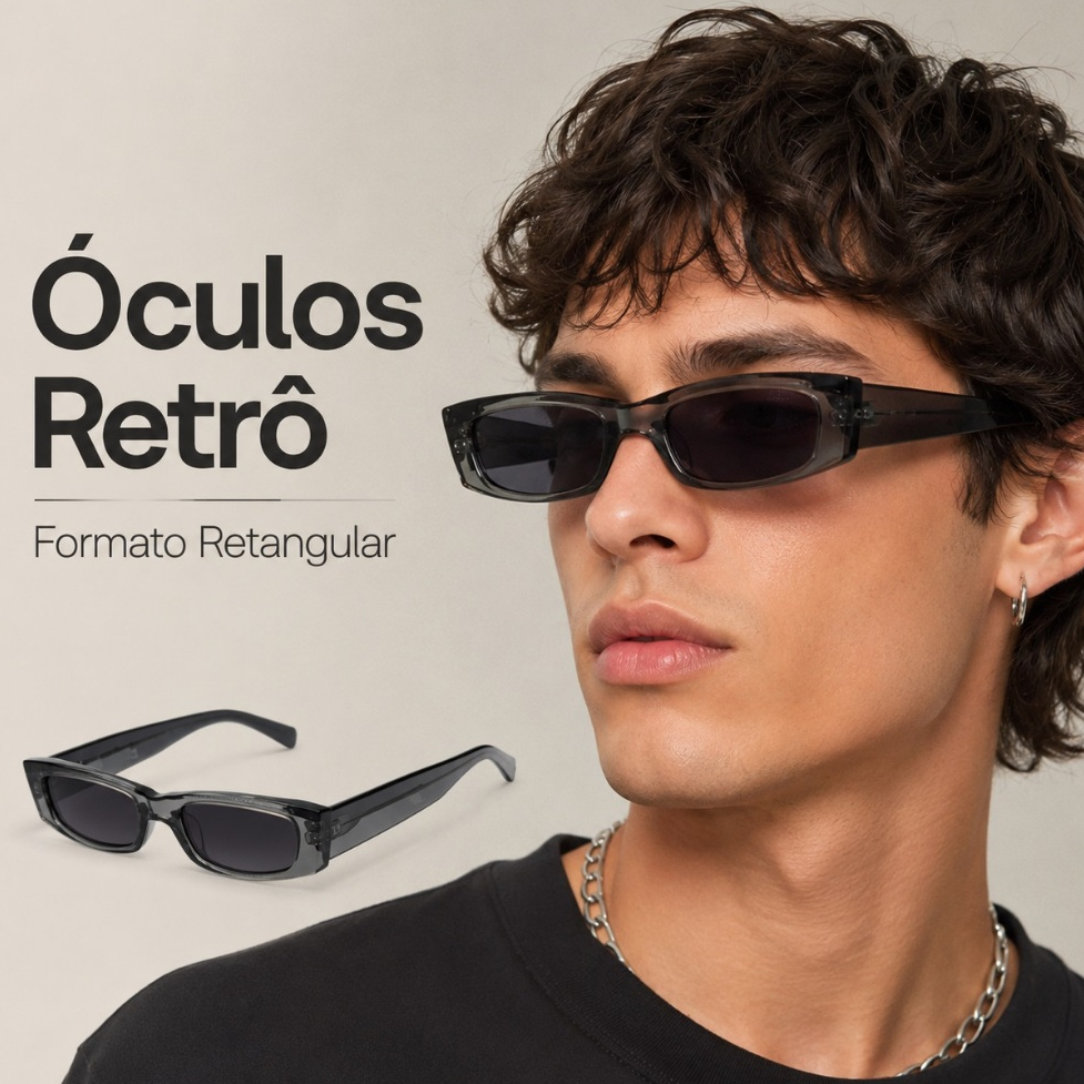Óculos de Sol Óculos Retangular Lente Escura Estilo Retrô Vintage Unissex Armação Transparente