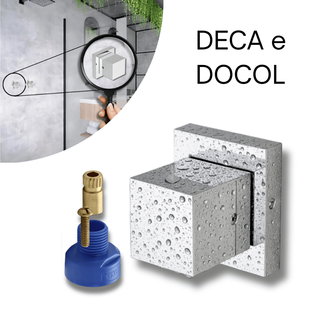 Kit Acabamento para Registro Banheiro Chuveiro e Gaveta + Conversor Docol Para Deca Cromado e Preto