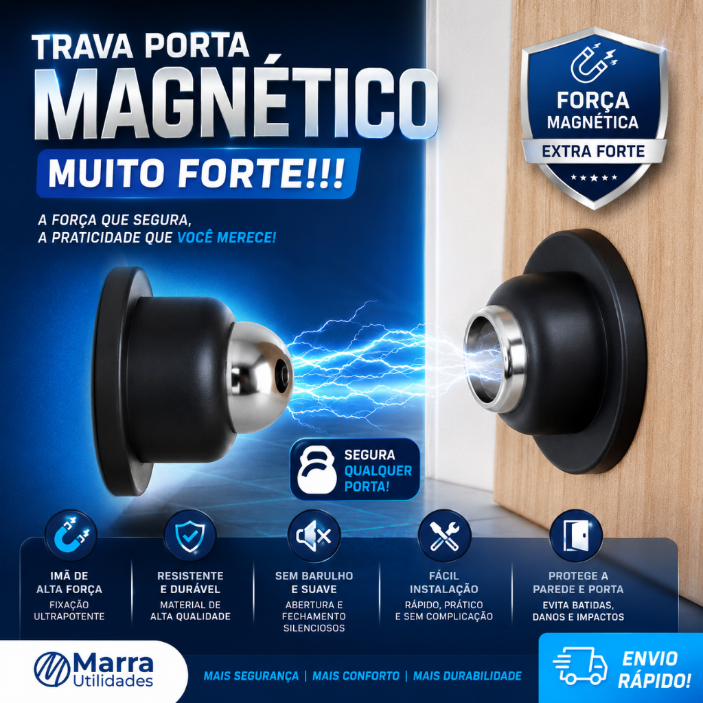 Prendedor Fixador Imã Trava Porta inox Magnético Adesivo Inox