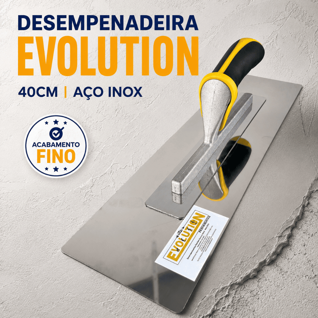 Desempenadeira Flexível Evolution 40cm Aço Inox 0,4mm P/ Massa Corrida Gesso e Acabamento Fino