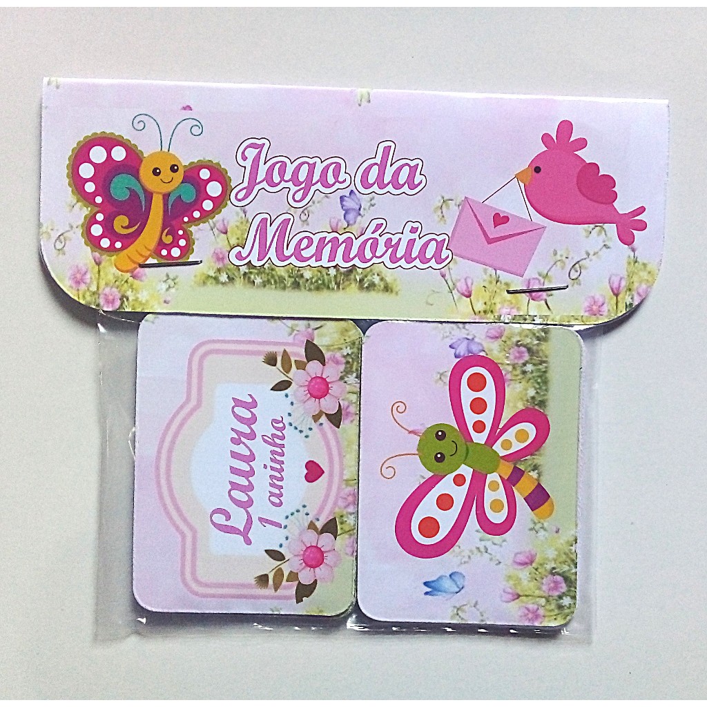 JOGO DA MEMÓRIA PERSONALIZADO PARA LEMBRANCINHA DE FESTA/ANIVERSÁRIO. JARDIM/JARDIM ENCANTADO/BICHINHOS DE JARDIM.