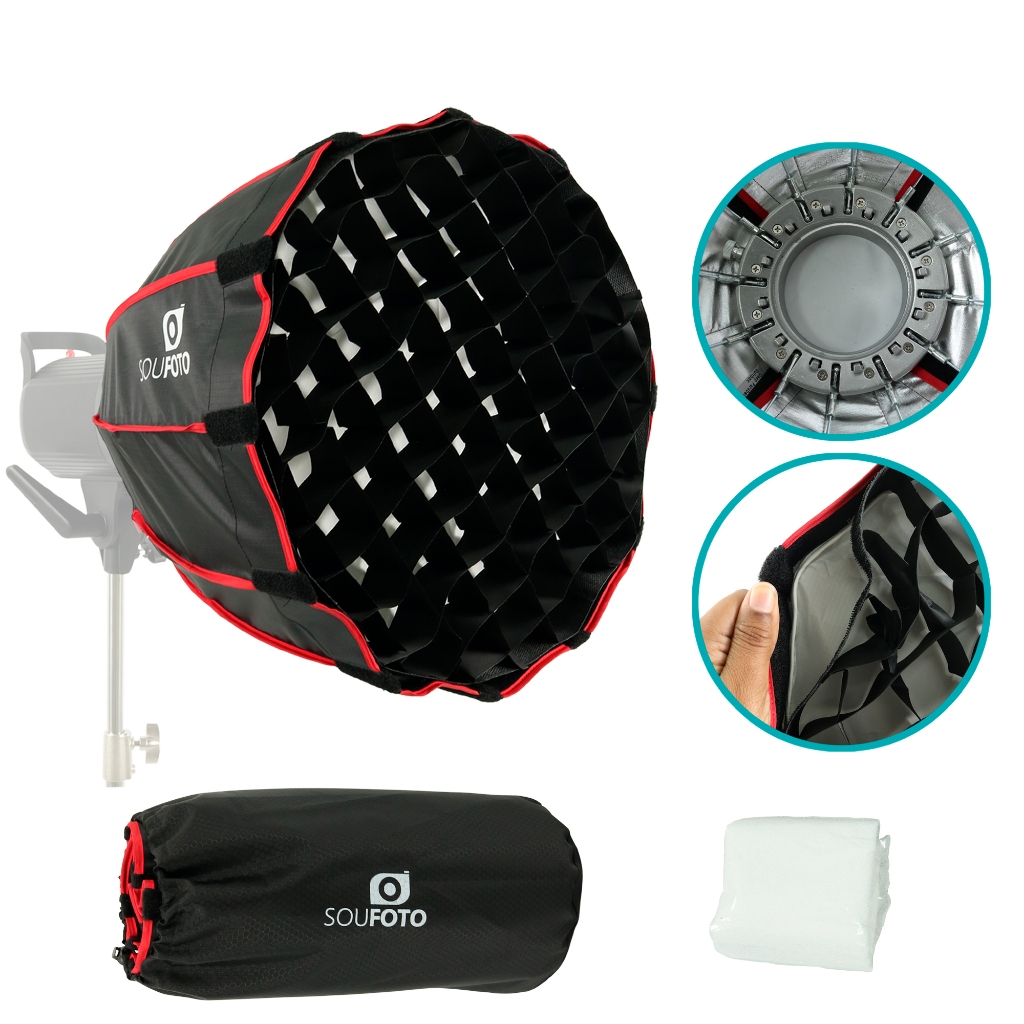 Softbox Parabólico Bowens Sou Foto com Grid Difusor Interno Externo Bolsa Transporte