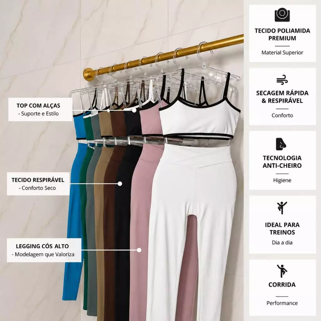 Conjunto Feminino de Academia Calça Legging + Top com Alta Compressão e Zero Transparência — imagem 1