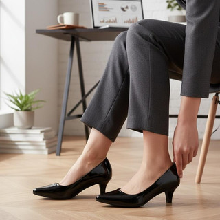 Scarpin Sapato Social Feminino Salto Médio 5cm Bico Fino Elegante Preto Confortável Clássico