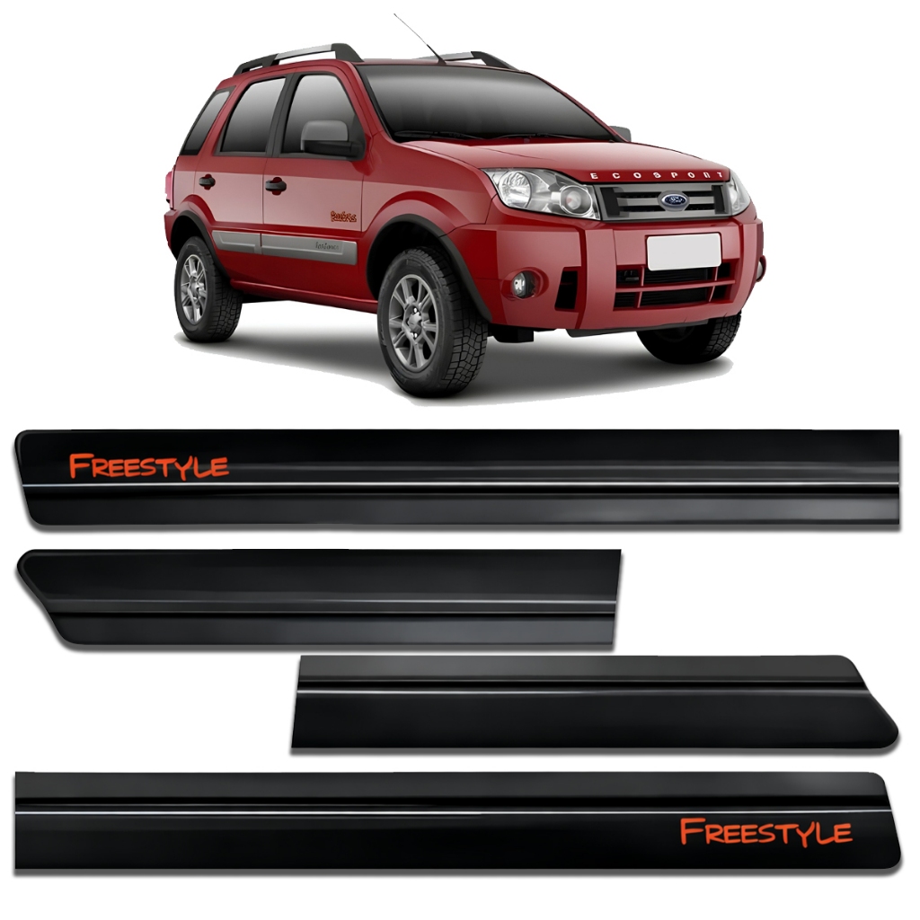 Friso Lateral Ecosport Freestyle 2003 A 2011 Cinza Com Grafia Vermelha