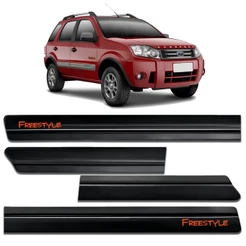 Friso Lateral Ecosport Freestyle 2003 A 2011 Cinza Com Grafia Vermelha