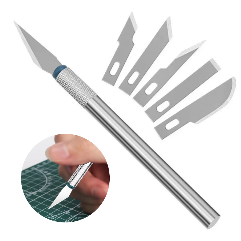 Estilete de Precisão com 6 Lâminas Corte Bisturi Profissional para Artesanato, Patchwork e Modelagem
