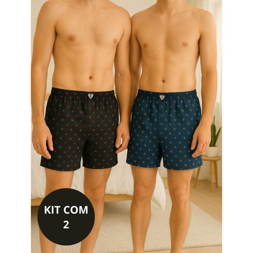 Kit 2 Samba Canção Cirola Masculina Roupa de Dormir Homem Short Pijama Confortável Soltinho