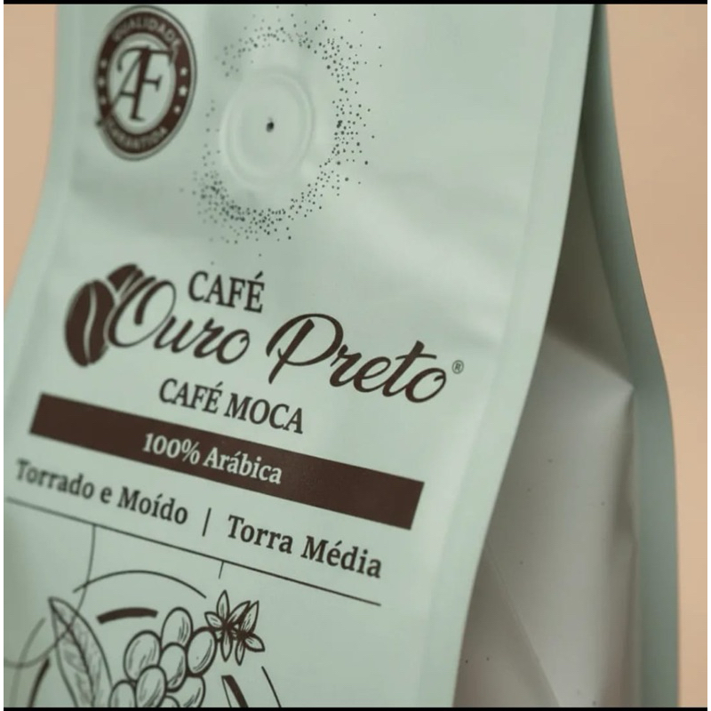 Café Mocca Especial de 250g Ouro Preto,Bebida fina, 100% Arabica,com notas de chocolate.