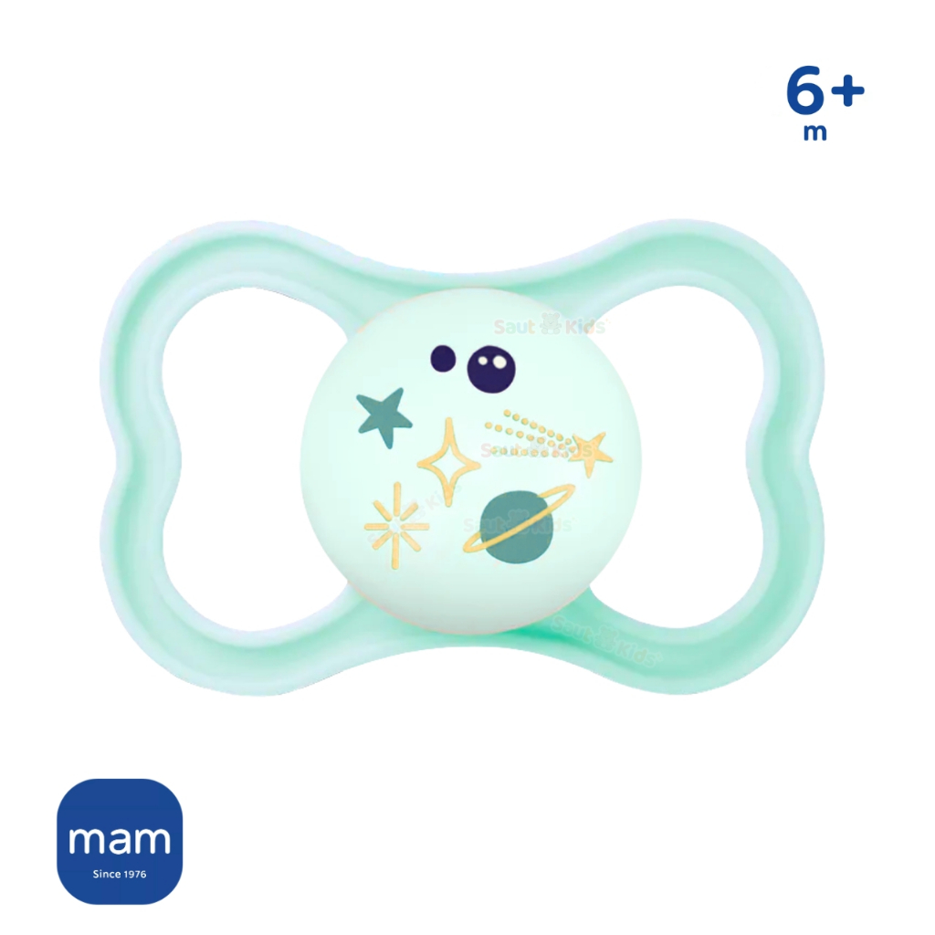 Chupeta MAM AIR Night 6+ Meses Unitária Azul Extra ventilada Bebê Menino Desenho Personalizado Bico Silicone