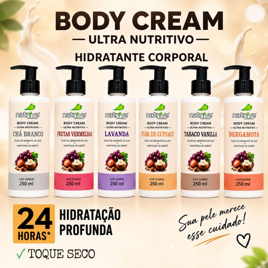 BODY CREAM  HIDRATANTE CORPORAL 250ml Ultra Nutritivo TOQUE SECO NATRIVE