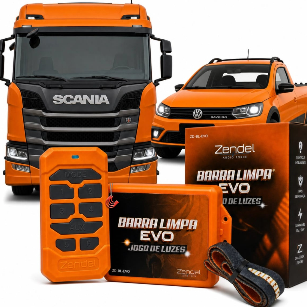 Barra Limpa Evo Jogo Luz Alternado Universal 12v 24v Farol Pisca Milha Central Carro Caminhão Onibus
