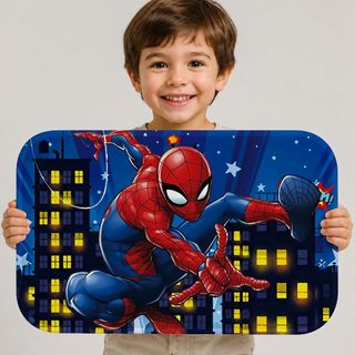 Tapete Homem Aranha Infantil Antiderrapante 60x40 Alta Qualidade Aveludado Macio Lavável  Resistente