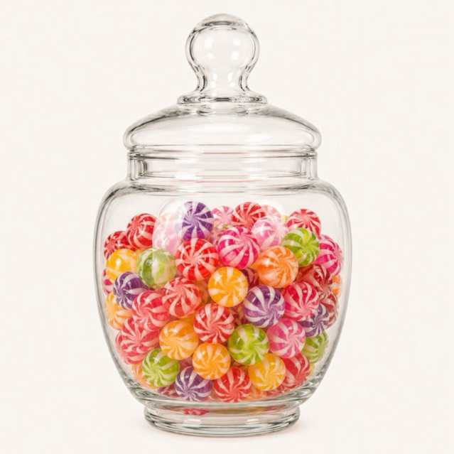 Bomboniere Baleiro de Vidro 1,4L com Tampa Potiche Pote Compoteira Porta Balas Doces Biscoitos Decoração Mesa Posta