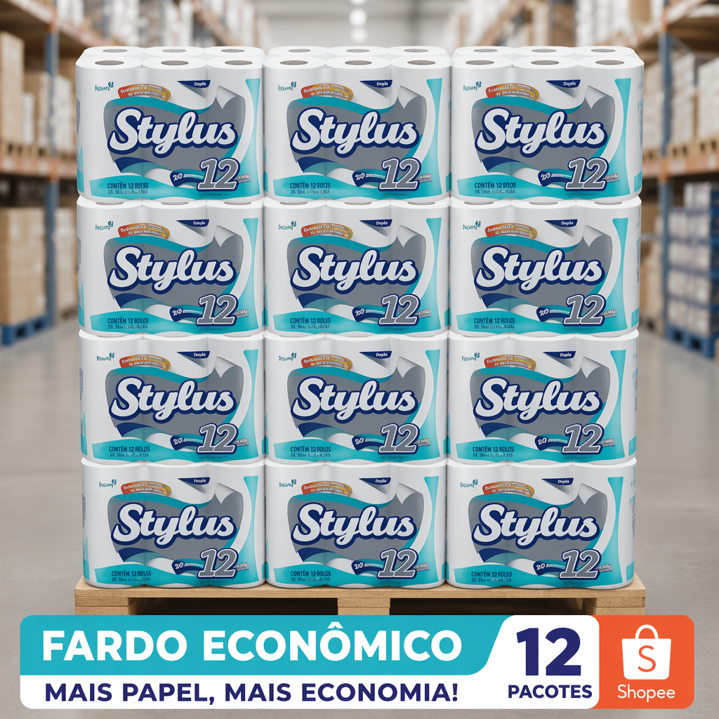Papel Higienico Stylus Folha Dupla 20M Leve 12 Pague 11