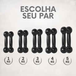 Par de Halteres Emborrachados Bola 1kg a 5kg Peso de Academia Treino em Casa
