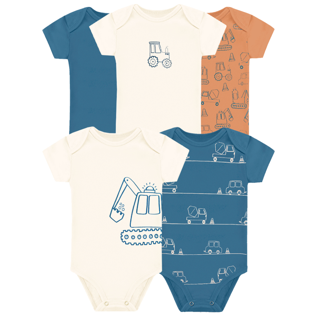 Kit 5 Peças Body Algodão Roupa Infantil Bebê Menino Máquina 5 Bodies Manga Longa
