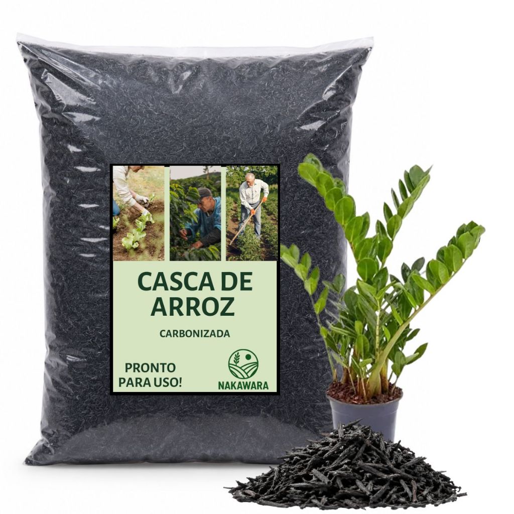 Casca De Arroz Carbonizada Substrato Orgânico Plantas Orquídeas Cactos Suculentas Horta Jardim Vasos