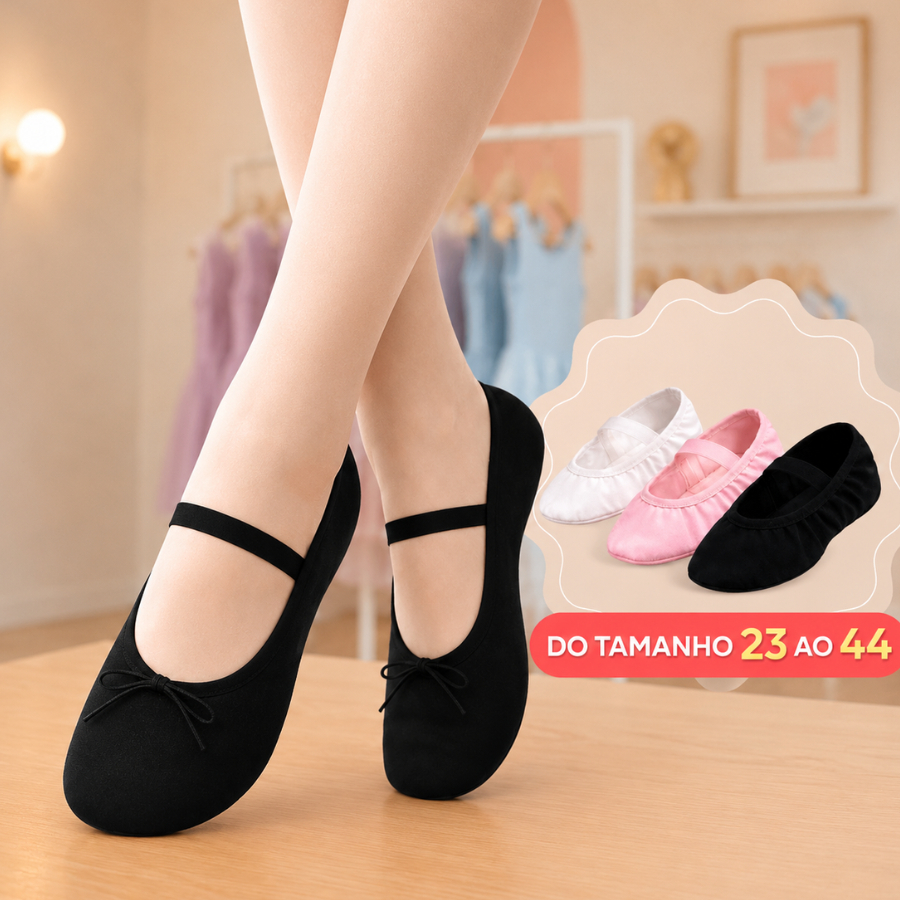 Sapatilha Ballet Balé Meia Ponta Korino Lavável Sola Inteira (Peça 1 nº acima)