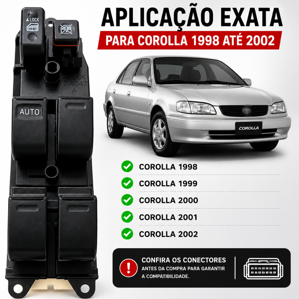 botão Interruptor Comando Vidro Eletrico Corolla 1998 1999 2000 2001 2002