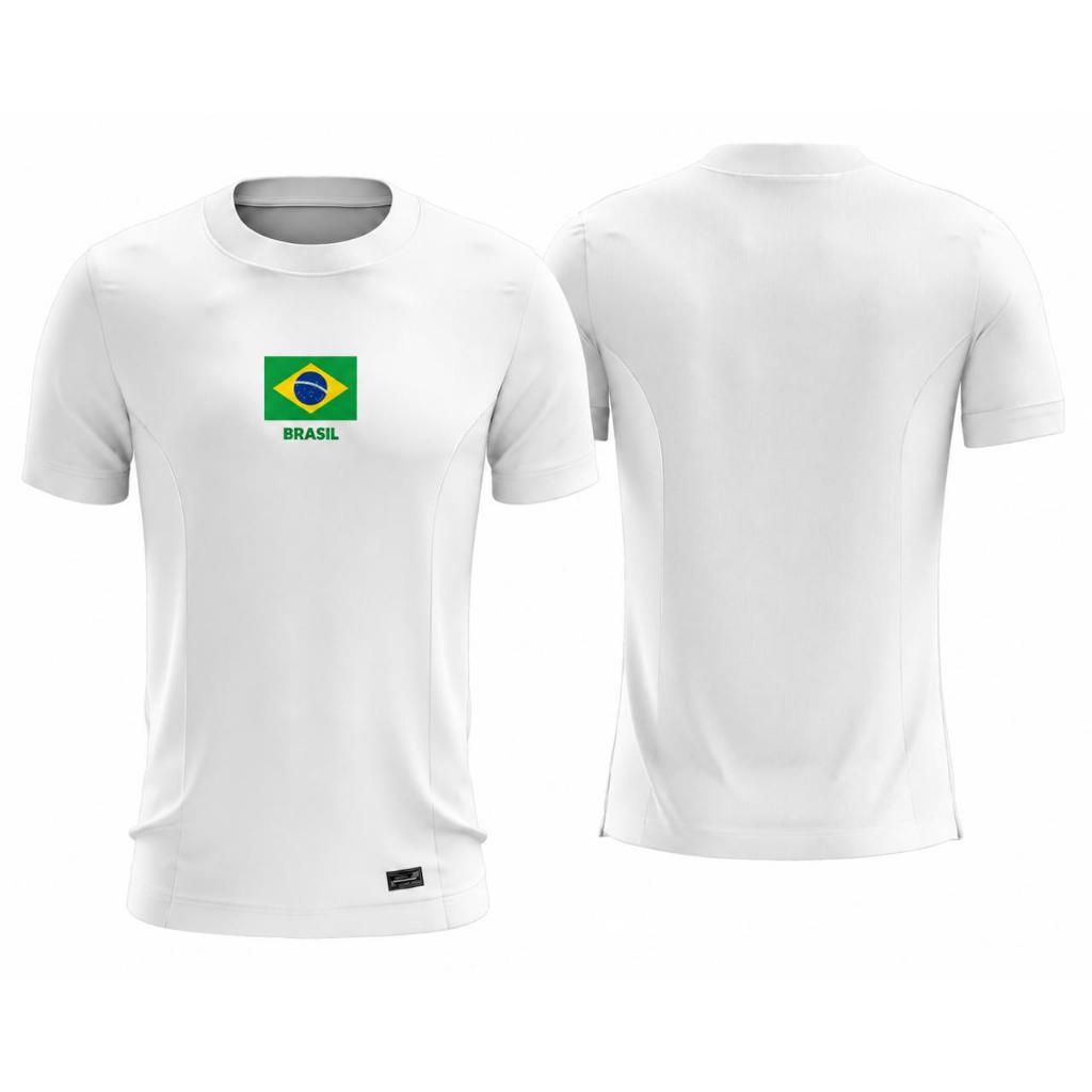 Camiseta Do Brasil Adulto Unissex Estampa Brasil Torcdedor Seleção Malha 100% Dry Fit Confortável