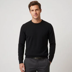 Casaco Sueter Masculino Manga Longa Lã Blusa Tricot Gola Redonda