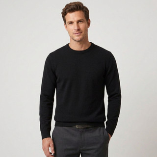 Casaco Sueter Masculino Manga Longa Lã Blusa Tricot Gola Redonda